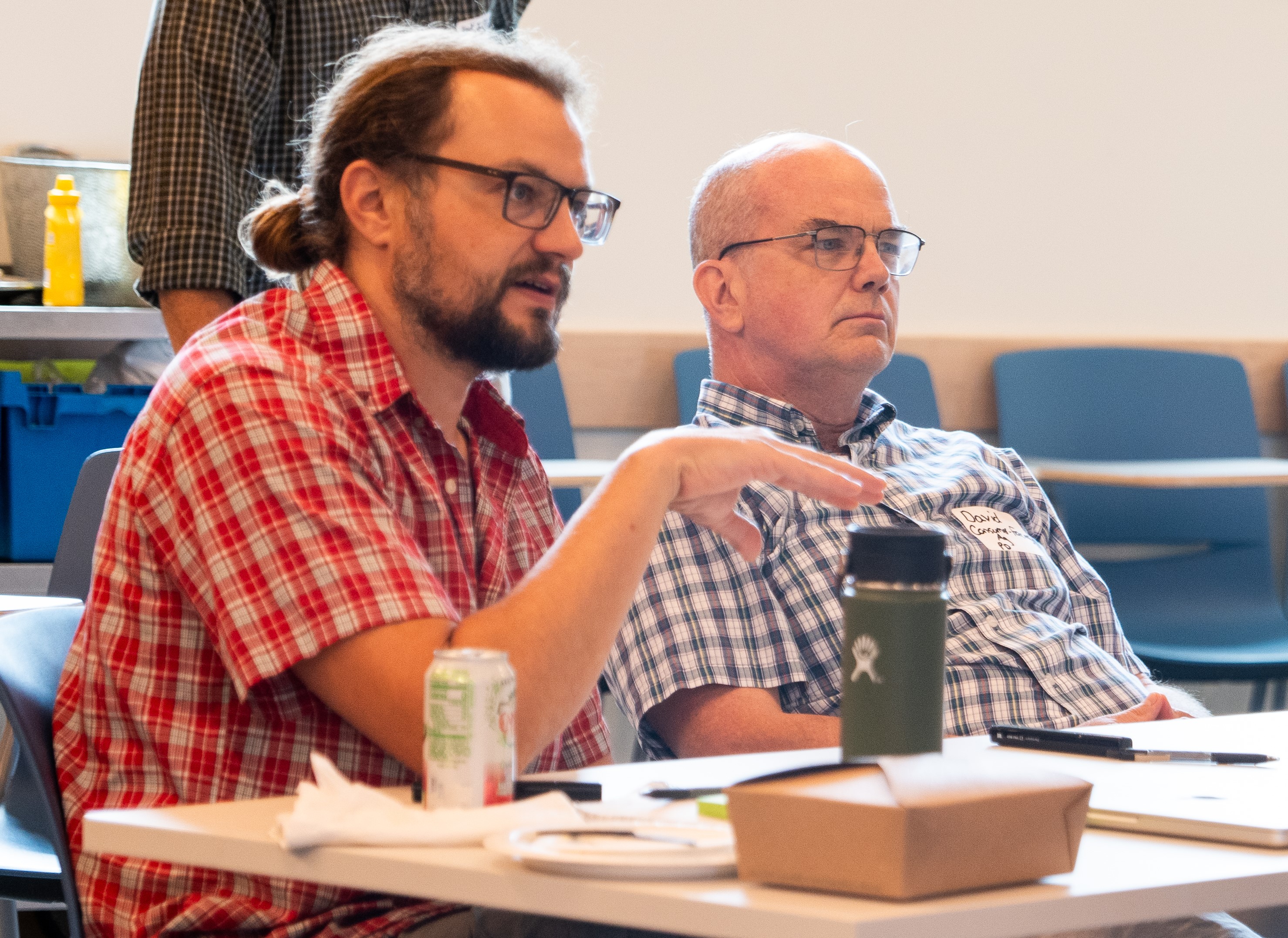 Dr. Josh Taylor (left) and Dr. David Conner (right) at the FSRC Sustainability Metrics workshop in 2024. Photo by Colleen Goodhue, FSRC.